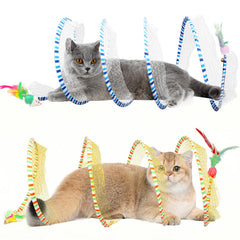 TEASIK tunnel chat jaune bleu: espace de jeu ouvert et stimulant pour chats et chatons