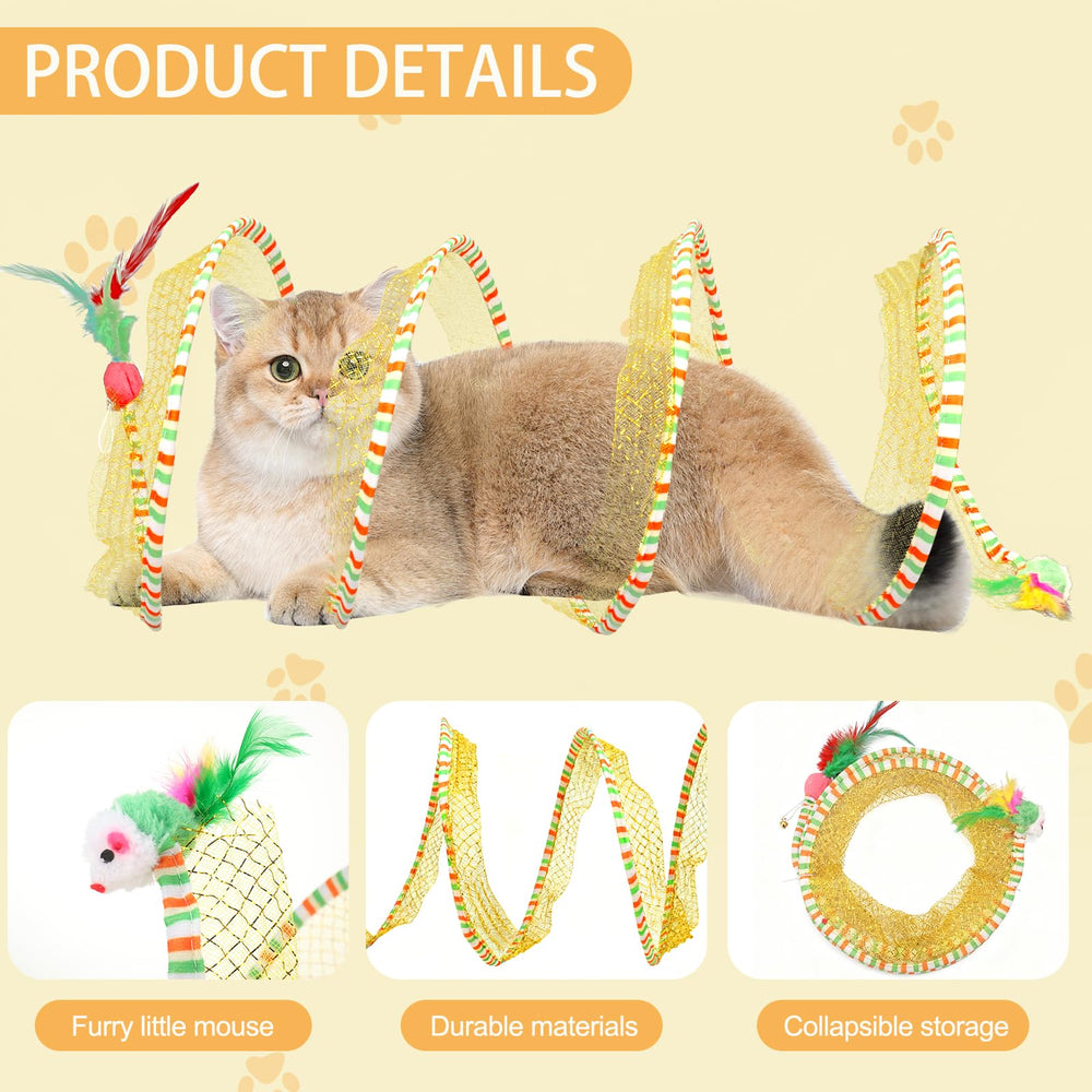 TEASIK tunnel chat plumes et cloche: distraction sensorielle avec plumes et cloche