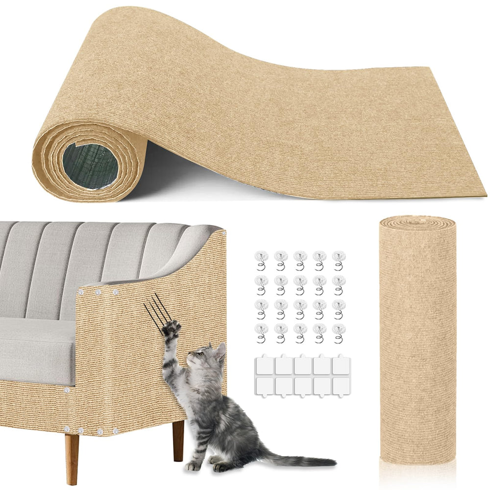 Tebanty tapis griffes chat beige grand format idéal pour plusieurs chats.