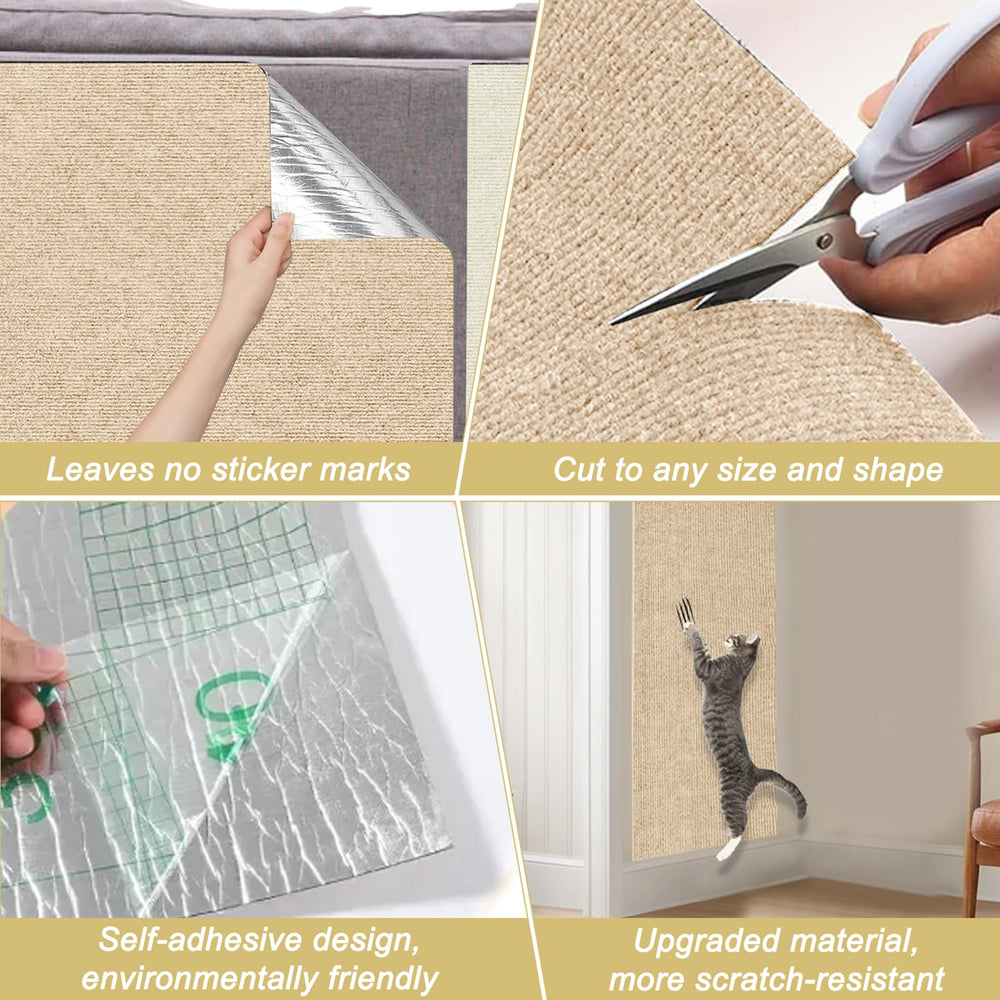 Tebanty tapis griffes chat coin meuble beige, adaptation flexible.