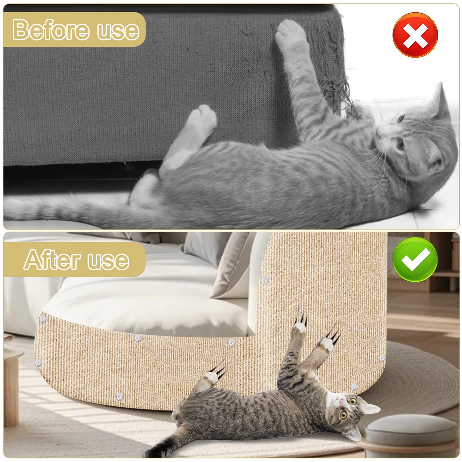 Tebanty tapis griffes chat mur et surface beige, protection discrète.