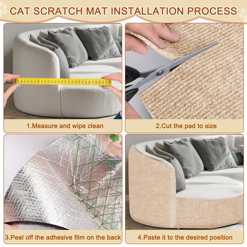 Tebanty tapis griffes chat usage canapé beige, solution anti-griffes polyvalente.