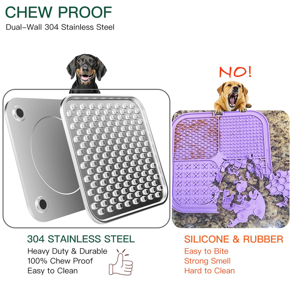 Techphardo Tapis Léchage Inox Double Paroi pour chien moyen, durabilité et plaisir.
