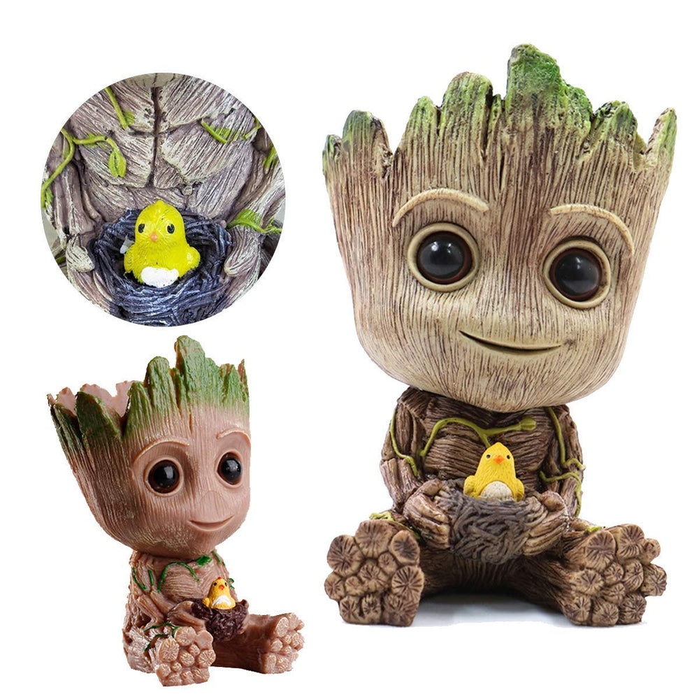 TEEMO Groot déco résine brun, décor réaliste et durable pour aquarium.