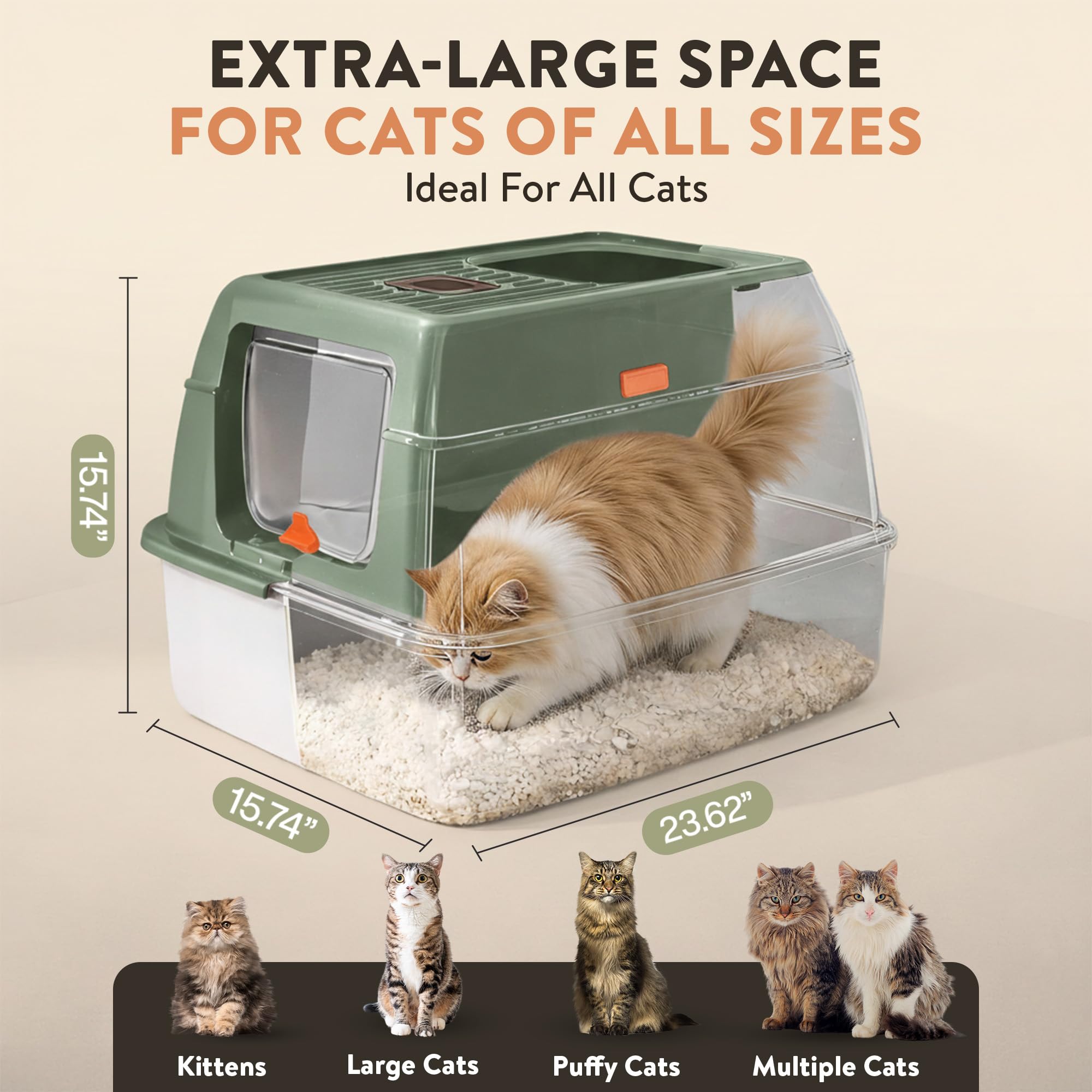 Litière en inox 30L Teeny Pawty, espace généreux pour grands chats