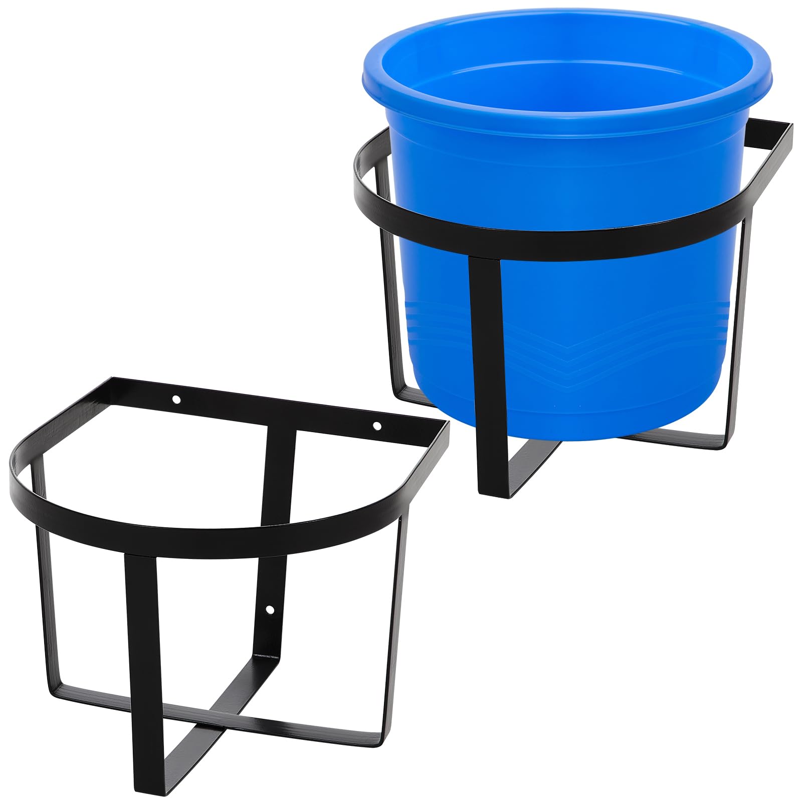 Teenyyou support-seau-metal 5gal 2-pcs : fixation robuste pour eau et nourriture des chevaux.