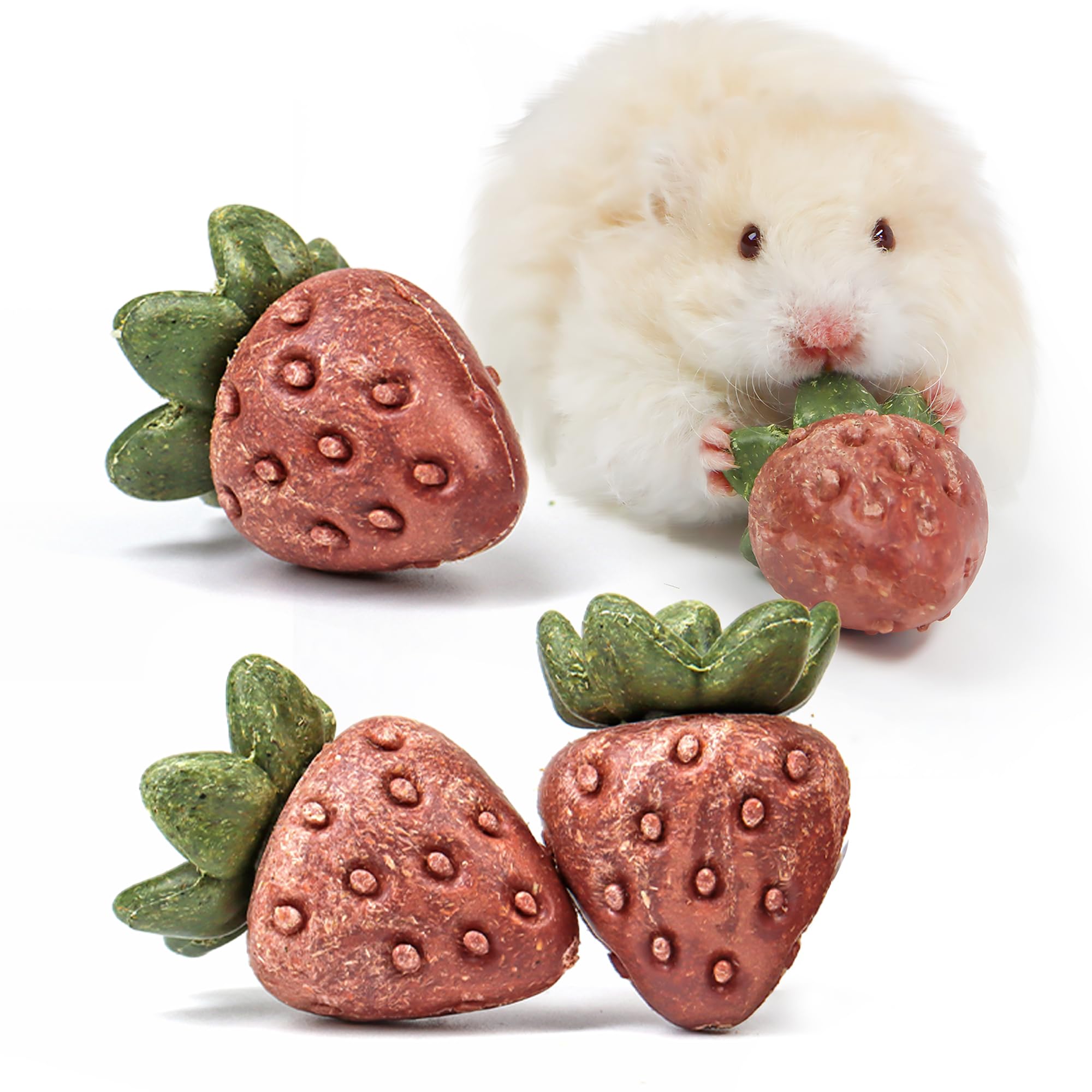Jouet fraise Teewy pour hamster, favorise la mastication naturelle et l'amusement.