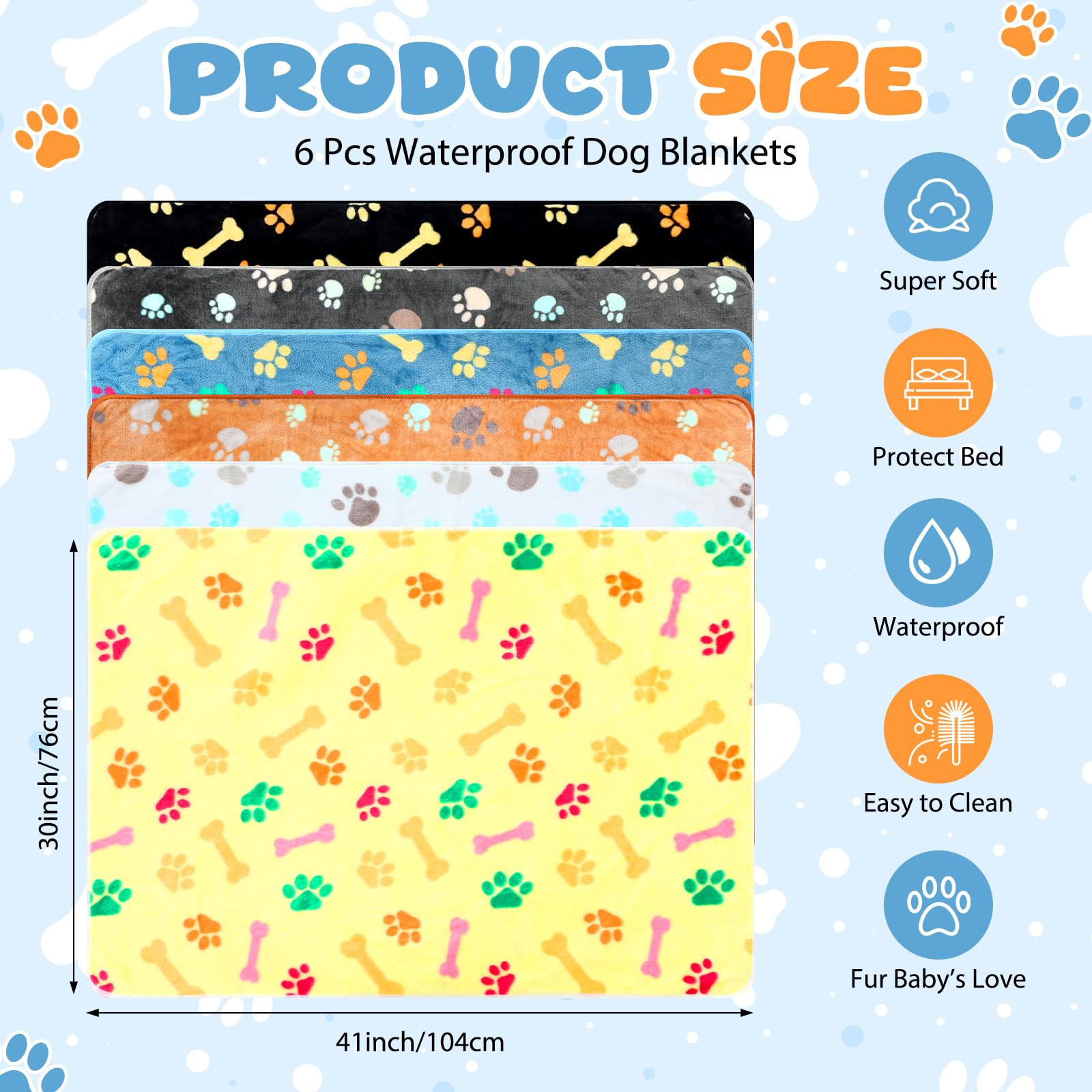 Tegeme couverture imperméable avec motif pattes assure propreté.