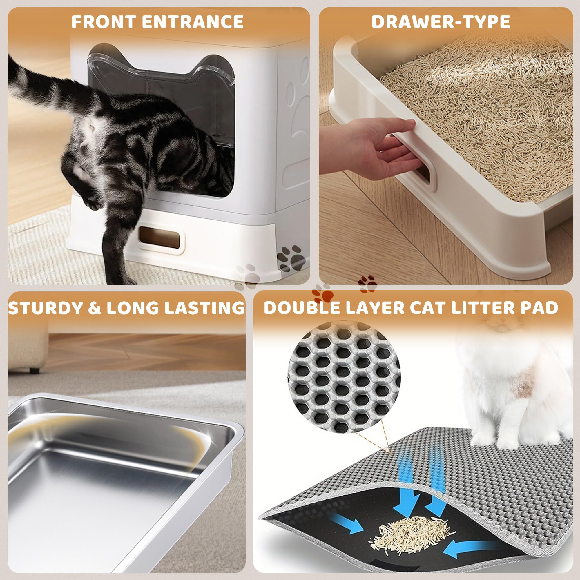 Tapis Tehoao pour litière gris, absorbe les résidus.