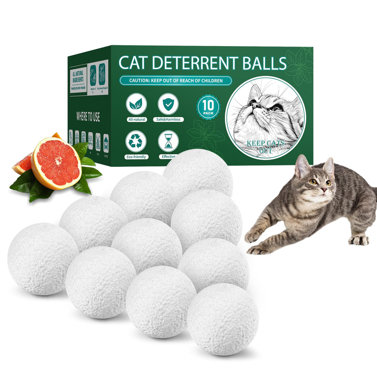 TELUNSU boules répulsives pour chats utilisées à l'extérieur pour protéger le jardin.
