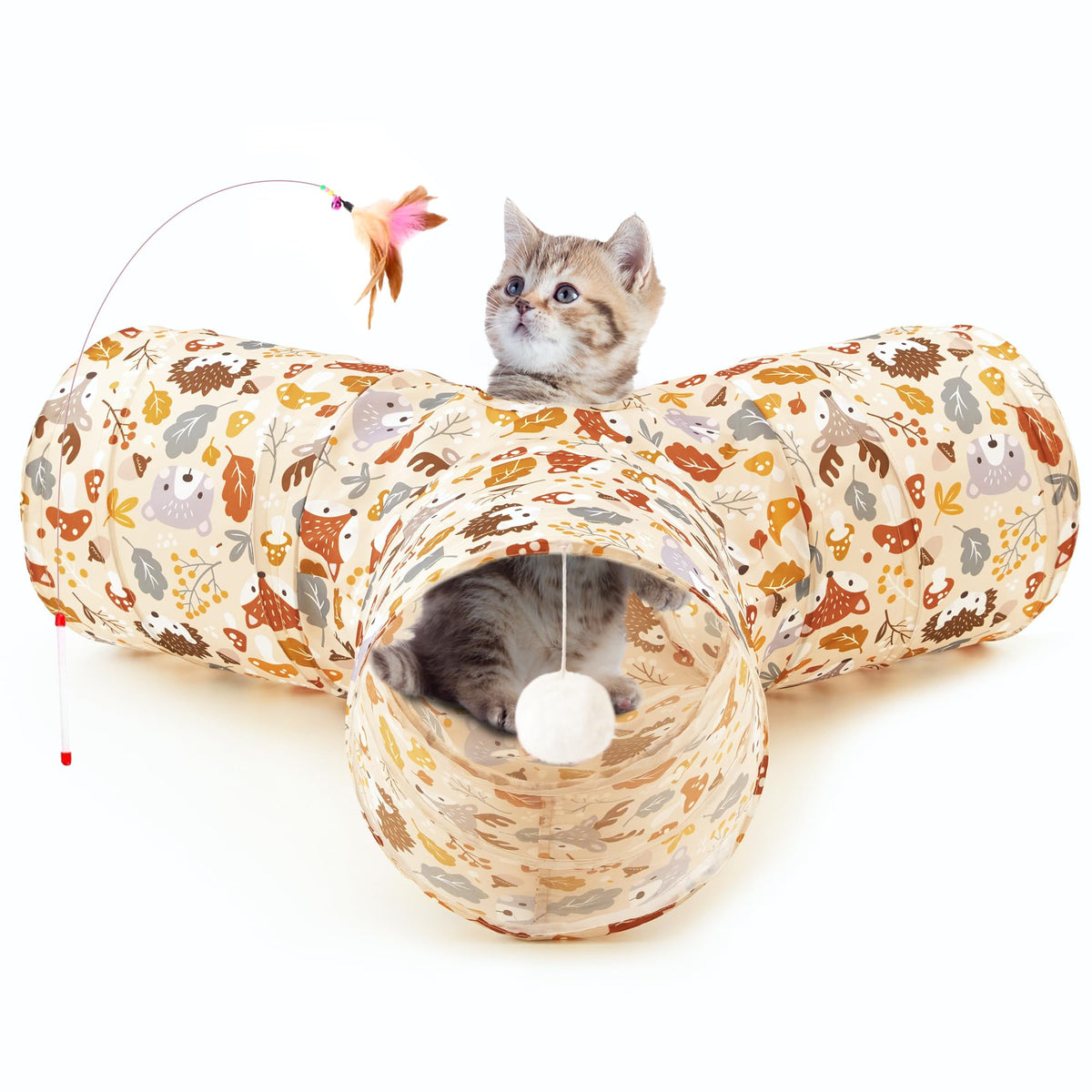 Tempcore tunnel chat 3-tubes pliables, pour exercice et divertissement.