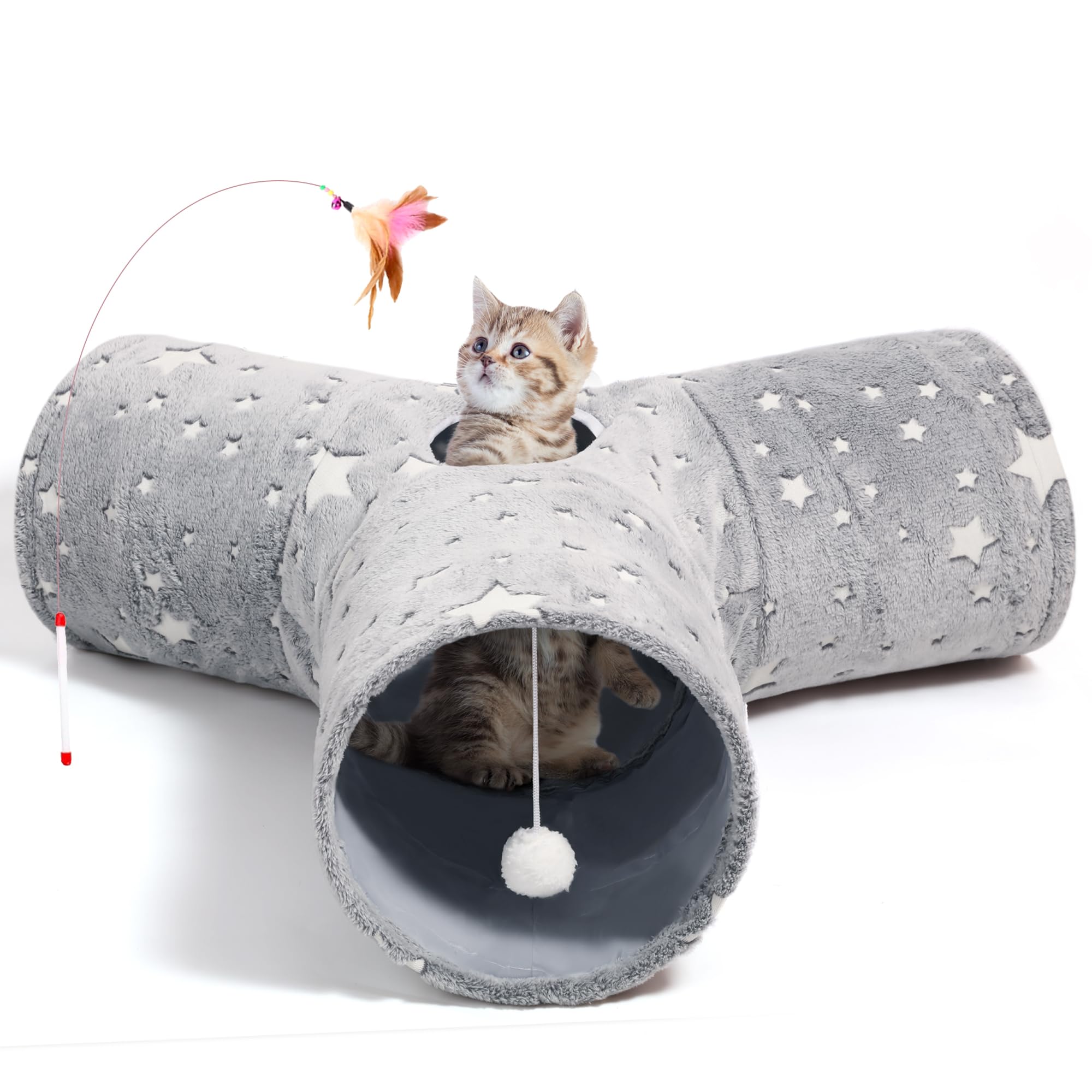 Tempcore tunnel chat 3 voies pliable: divertissement polyvalent pour chats à la maison.