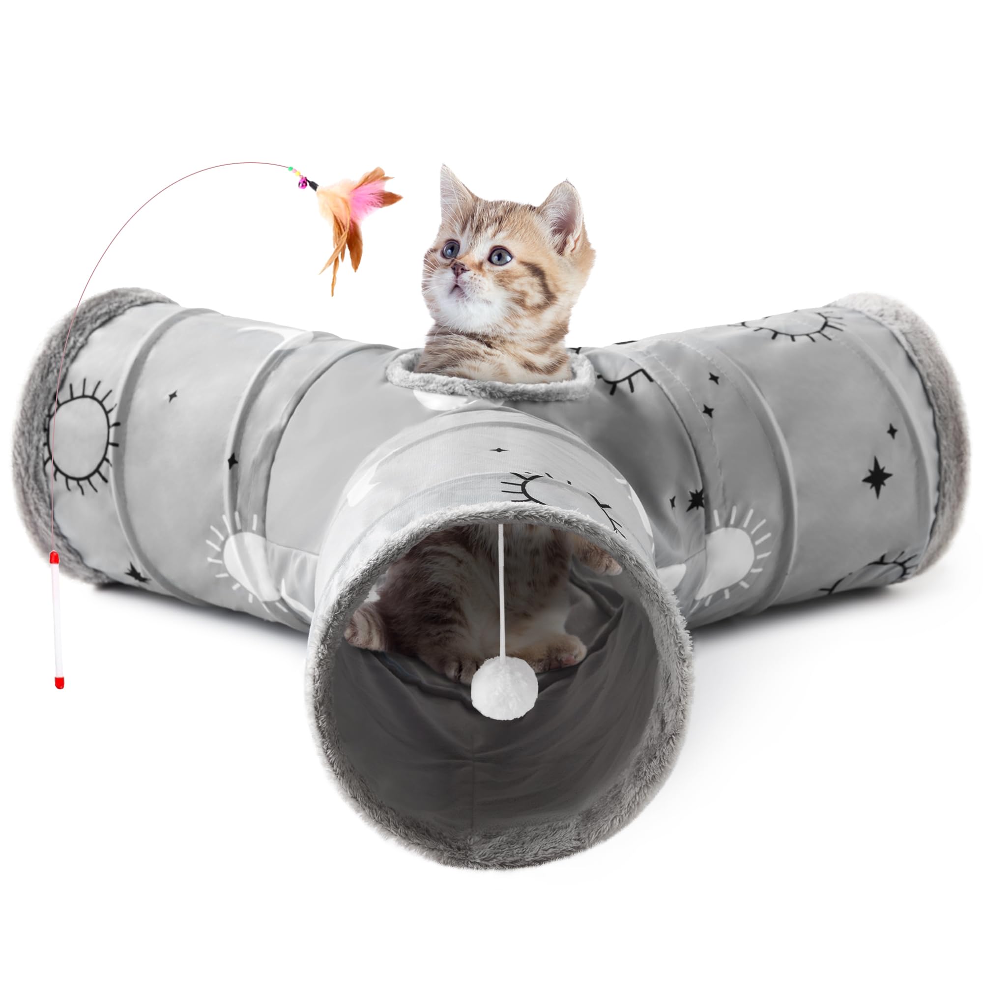Tempcore tunnel-chat 3-voies pliable offre jeu et exercice pour chat actif.
