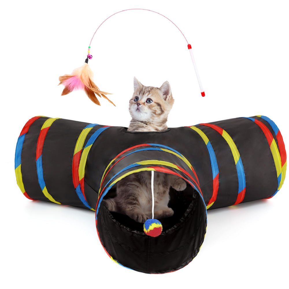 Tempcore tunnel chat 3 voies pliable, divertissement polyvalent pour chat et chaton.