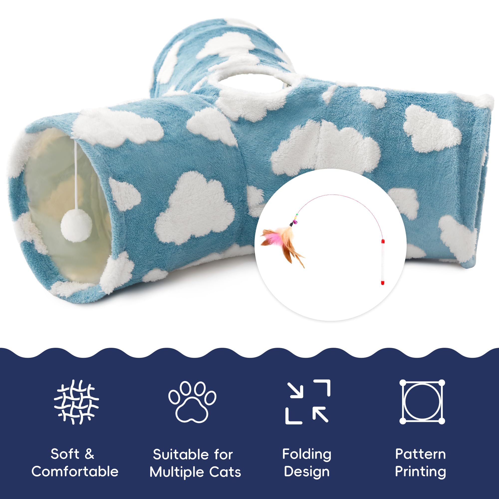 Tempcore tunnel chat bleu nuage transportable pour vos voyages et visites.