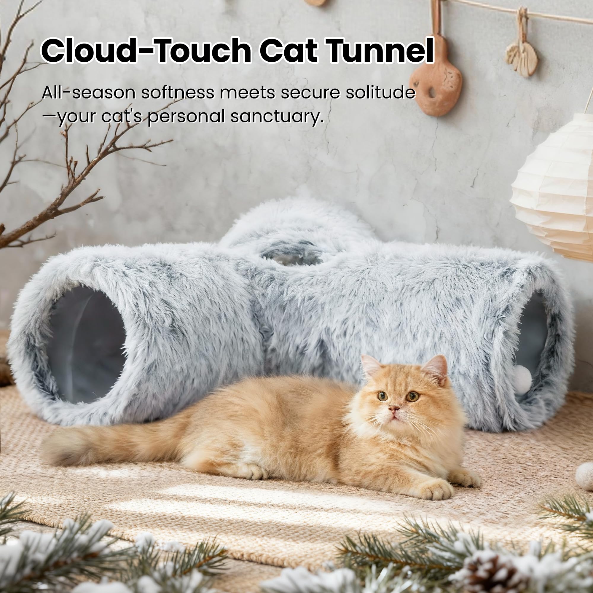Tempcore tunnel chat plush, structure résistante pour jeux endurants