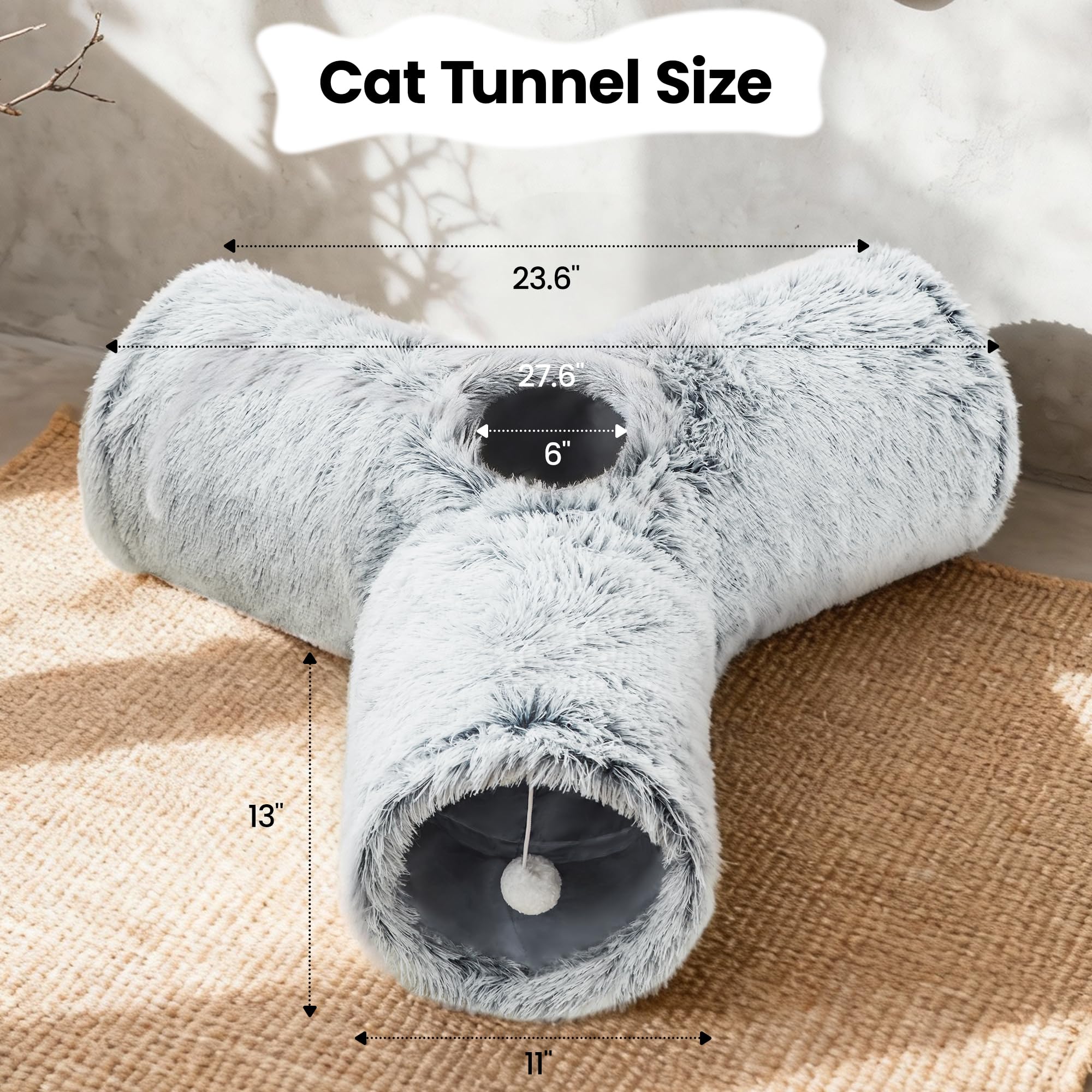 Tempcore tunnel chat plush, trous de vision pour surveiller votre félin