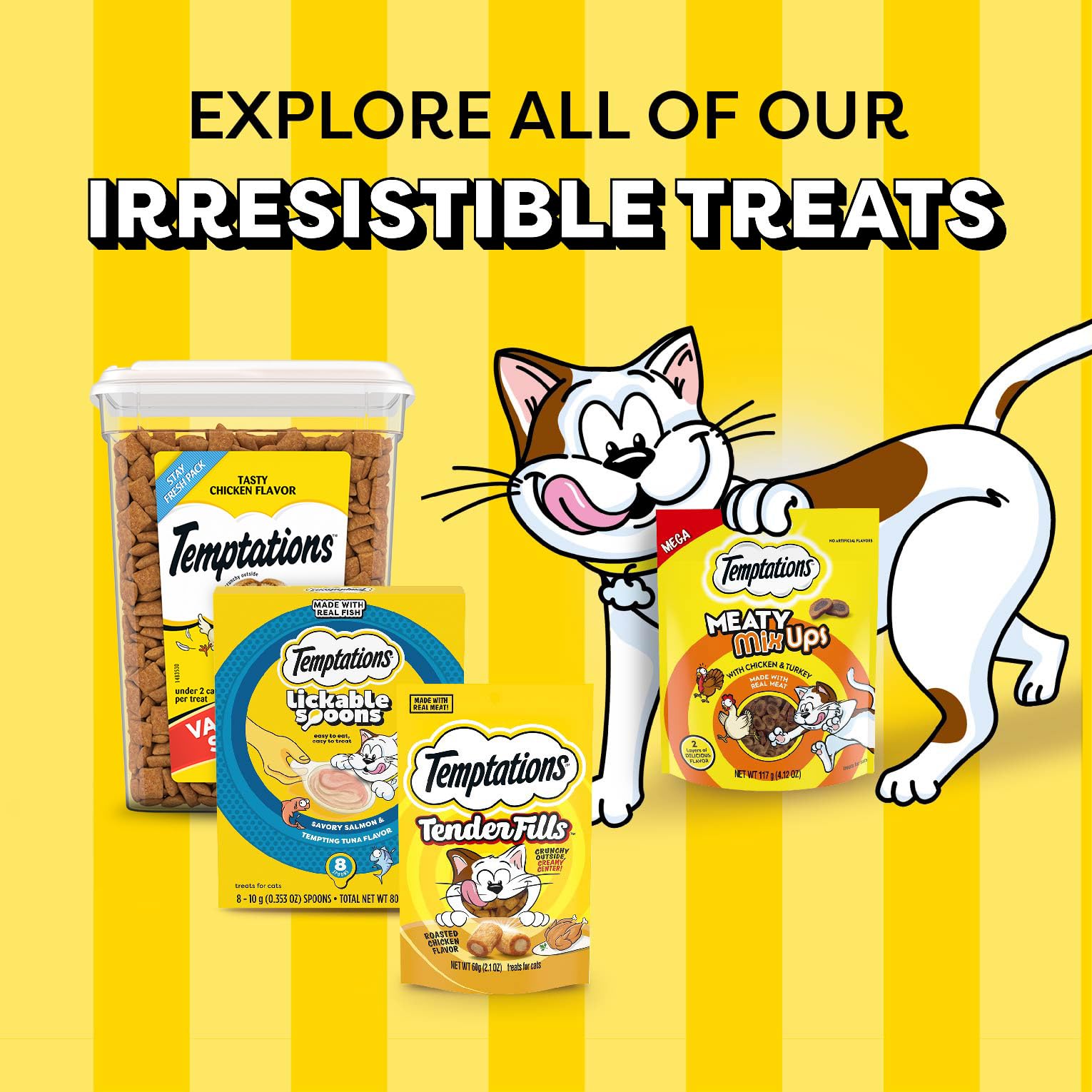 Parfums marins Temptations saumon-thon pour chat, routine snack attrayante.
