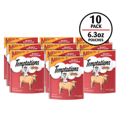 Temptations chat boeuf - texture croustillante et moelleuse pour récompense.