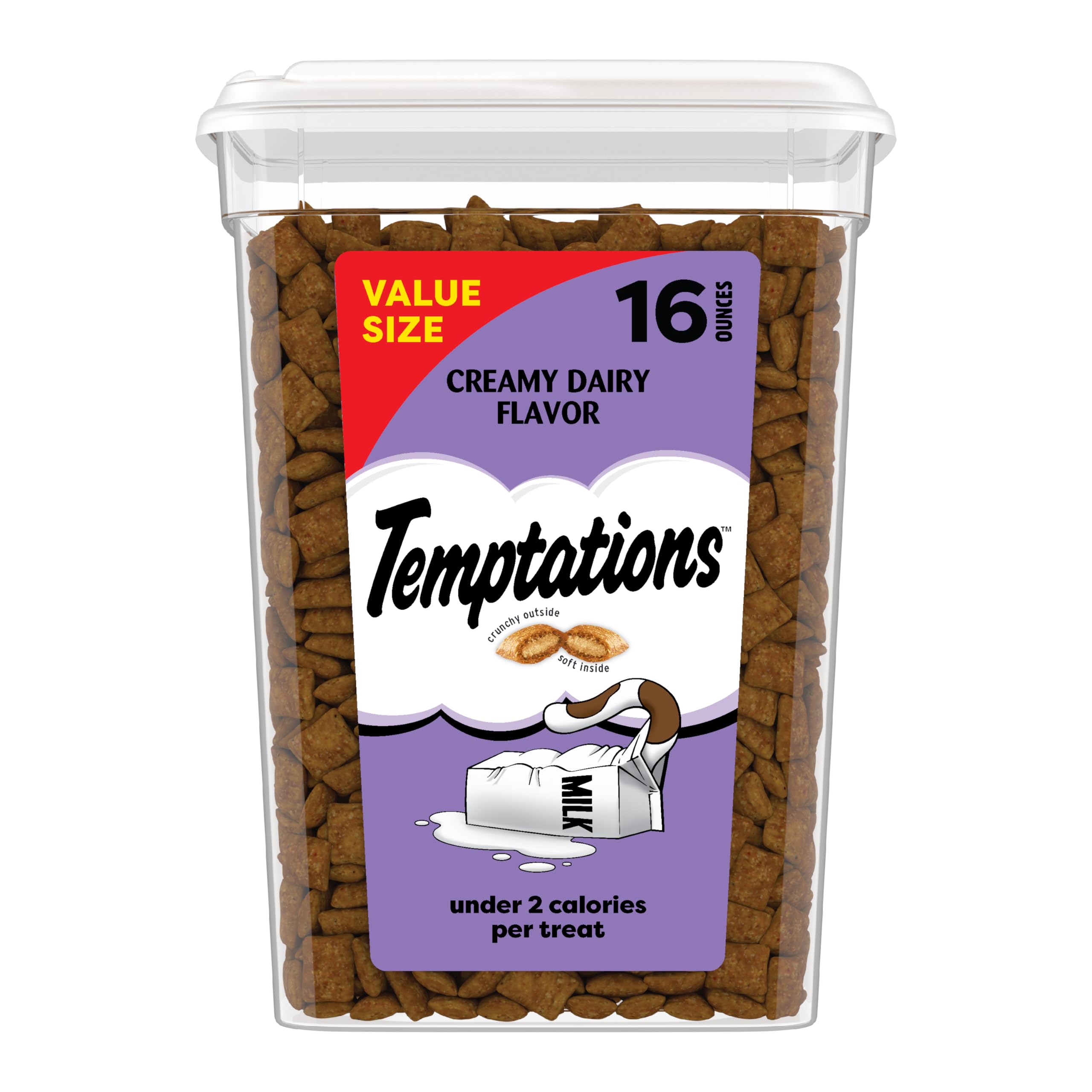Temptations Chat croquant et doux, saveur crème lait, récompense quotidienne.