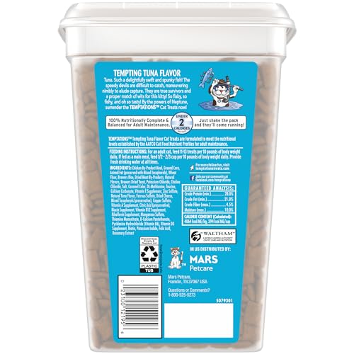 Saveur thon Temptations, récompense légère et savoureuse pour chat.