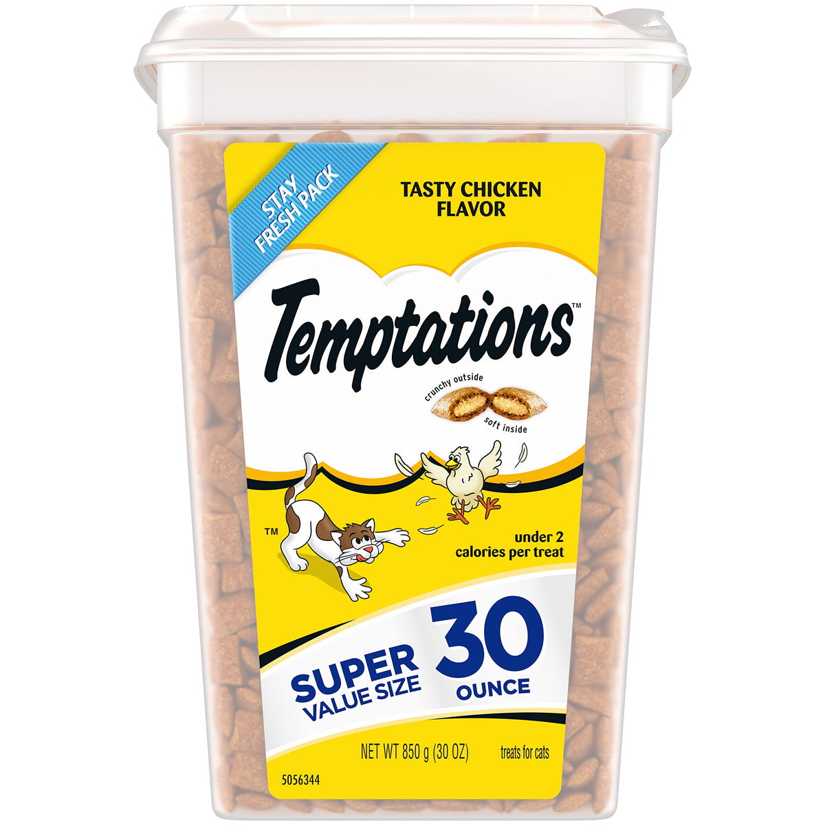Temptations Chat friandises classiques croquantes poulet en tube pratique.