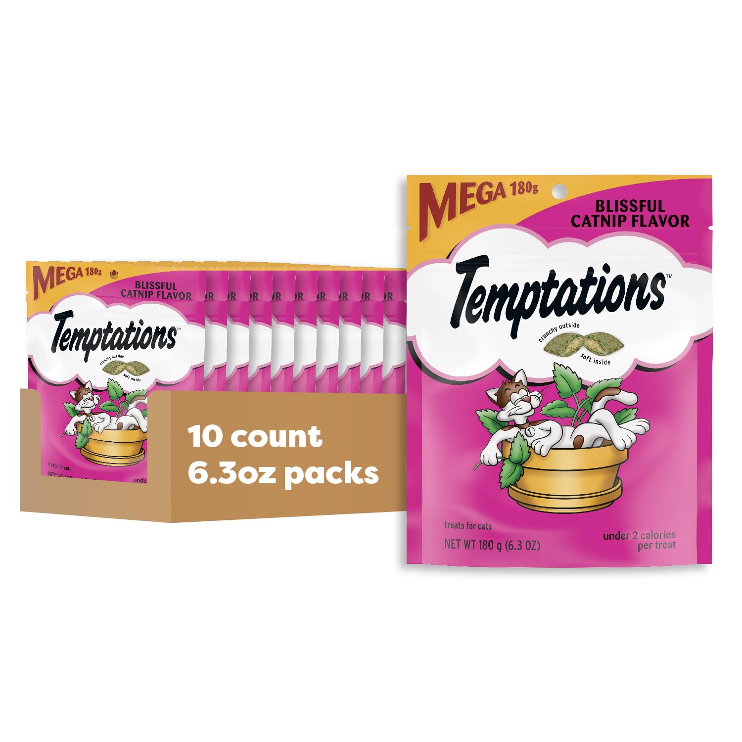 Temptations chat : friandises dans sachet 6-3oz, pratique et portionnées.
