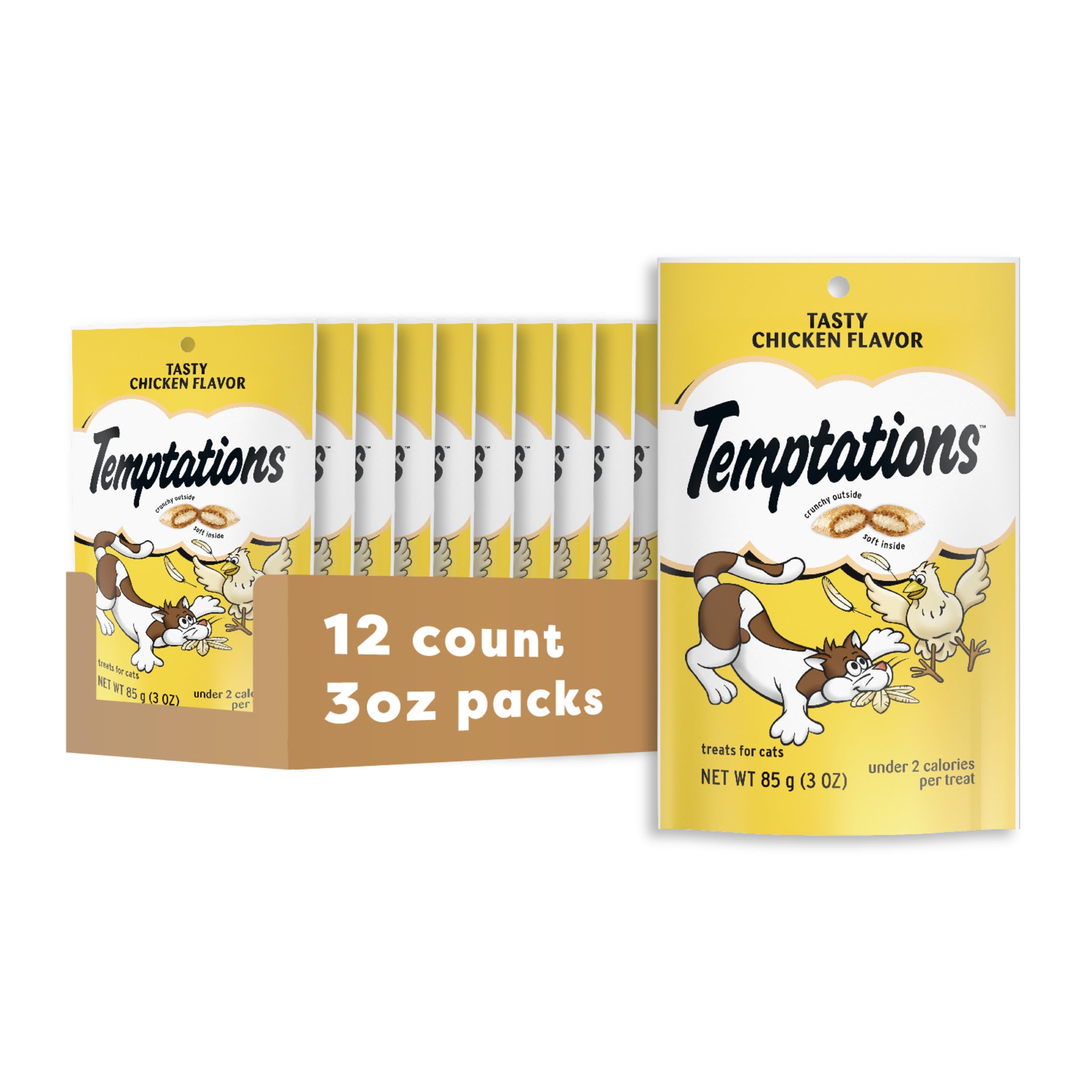 Temptations chat poulet croquant-doux, friandise quotidiennement appétissante