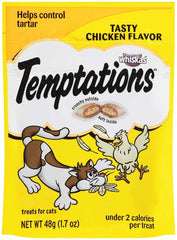 Temptations chat poulet croquant-exterieur creme-interieure, expérience texturée pour récompenser.