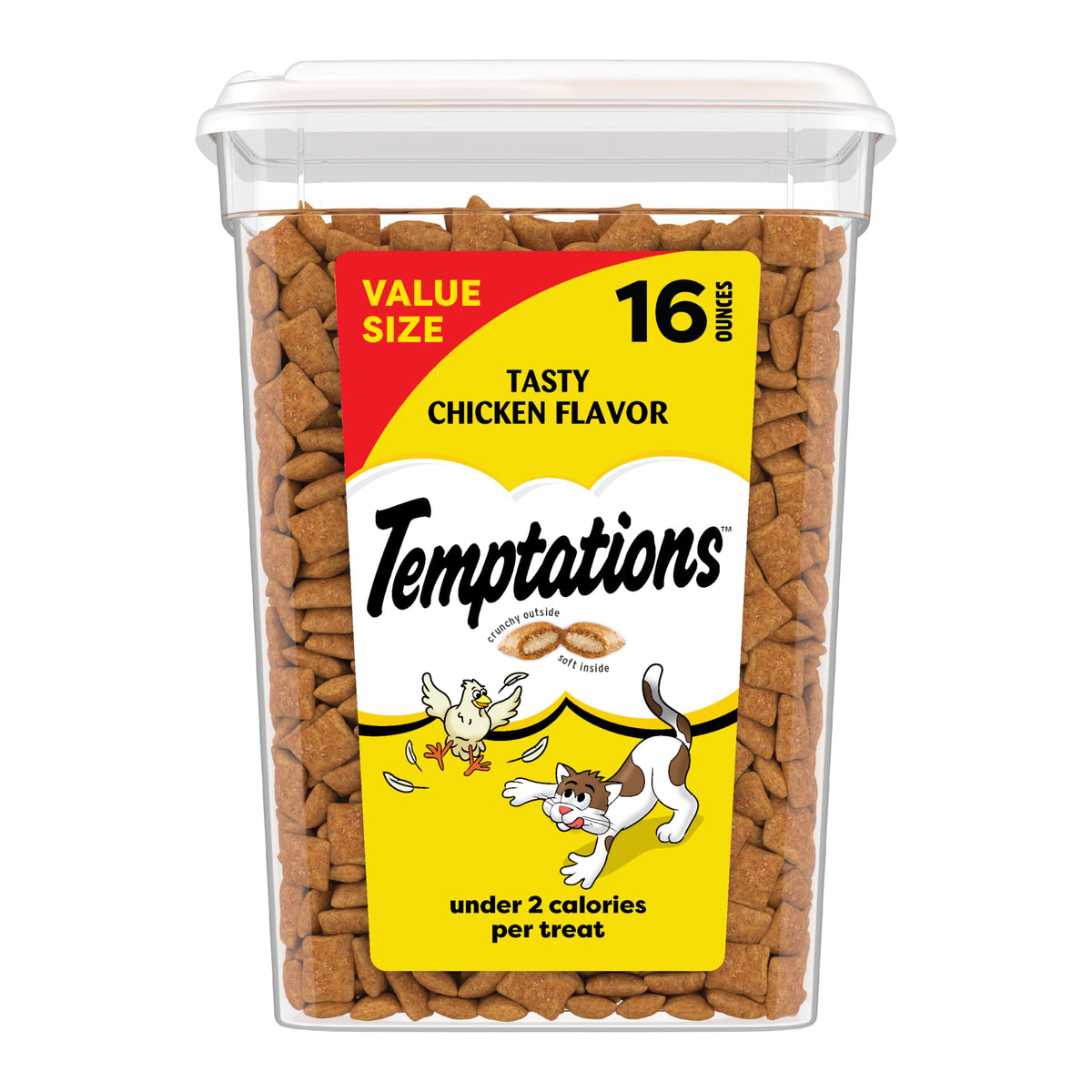 Temptations chat poulet croquant tub – friandise savoureuse pour récompenser