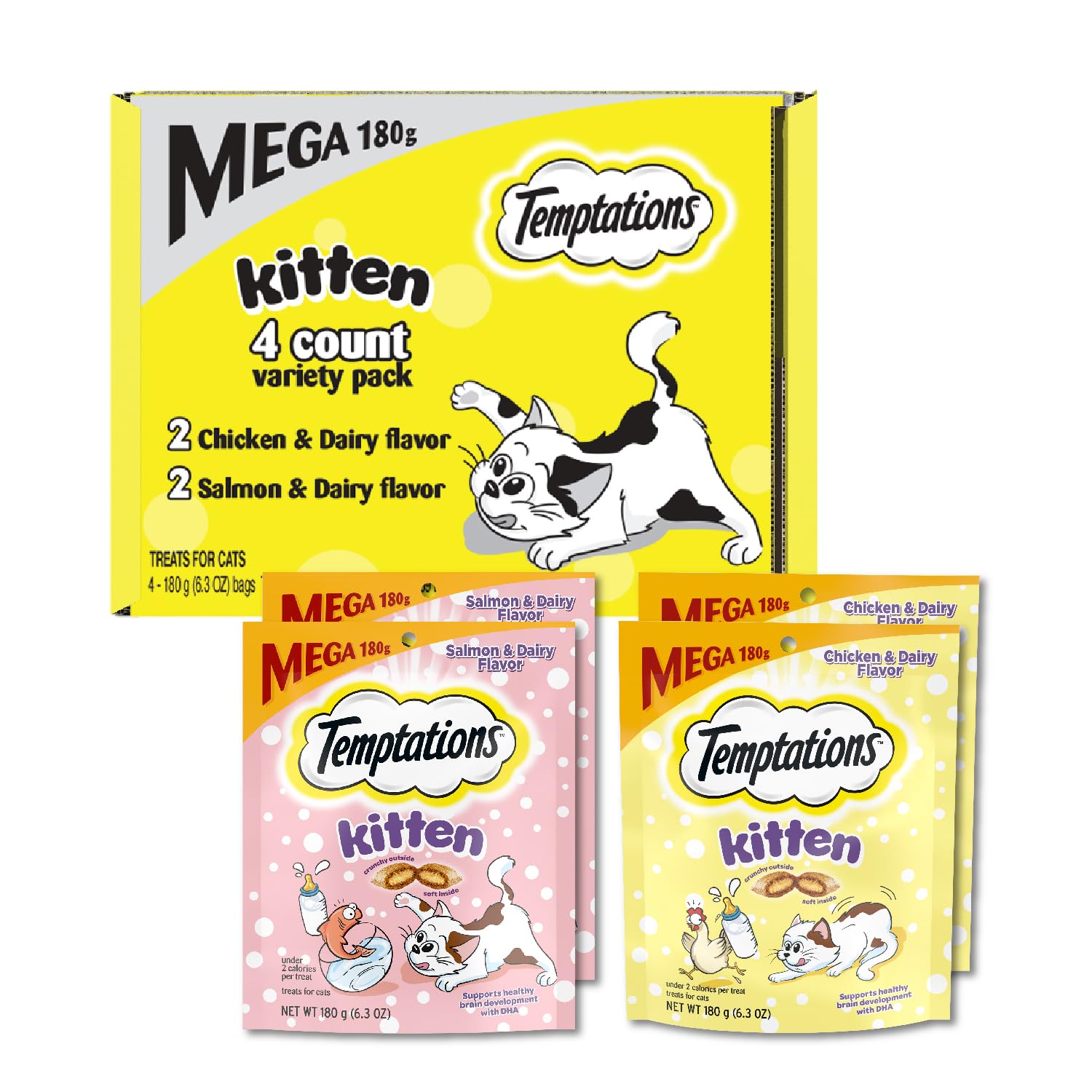 Temptations chaton sachet croquant et moelleux: récompense idéale pour votre chaton.