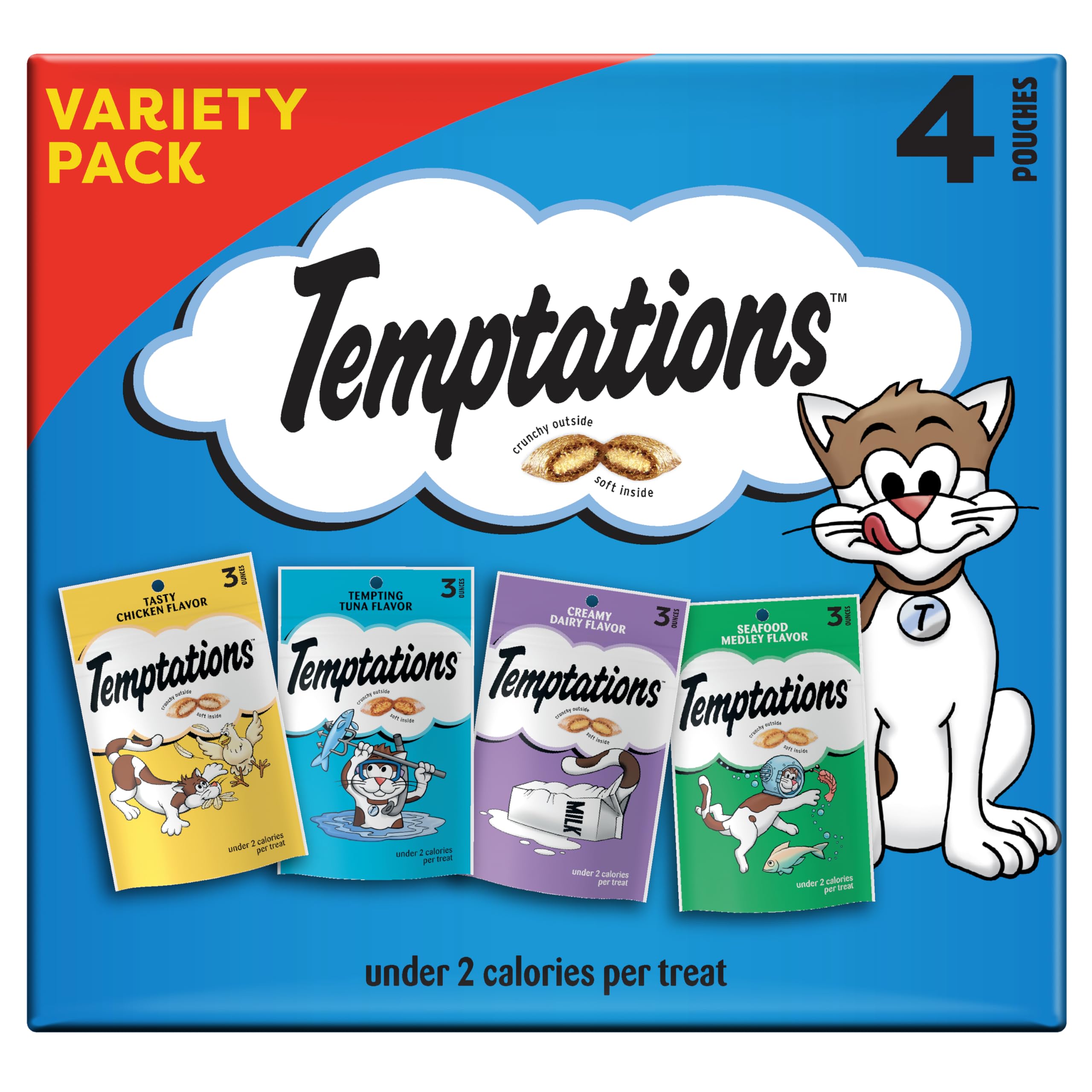 Friandises Temptations Classic pour chat, croustillantes et moelleuses, récompense après le jeu