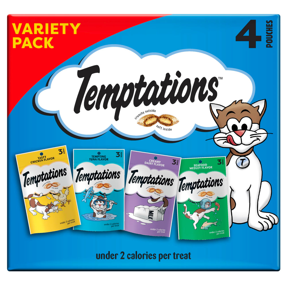 Friandises Temptations Classic pour chat, croustillantes et moelleuses, récompense après le jeu