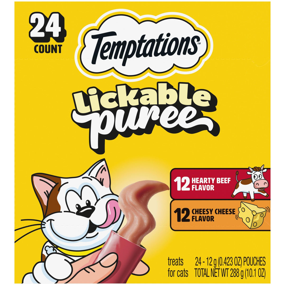 Temptations Crème Purée Tube avec foie de bœuf et fromage, friandise léchable pour chat