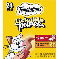 Temptations Crème Purée Tube avec foie de bœuf et fromage, friandise léchable pour chat