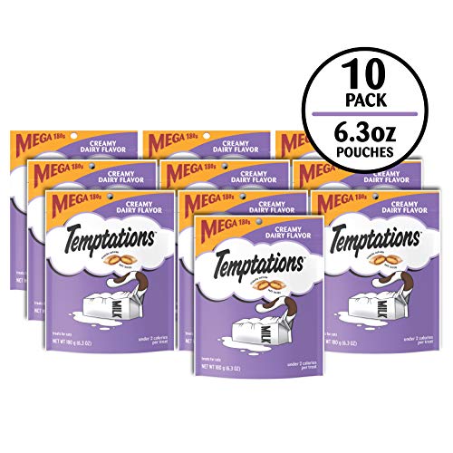 Temptations friandises chat, texture double croquant et tendre, goût lait creme.