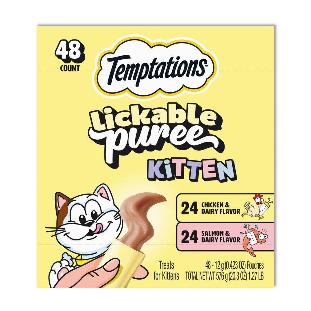 Temptations Purée chatons – sachets poulet et saumon, texture crémeuse facilitant la dégustation