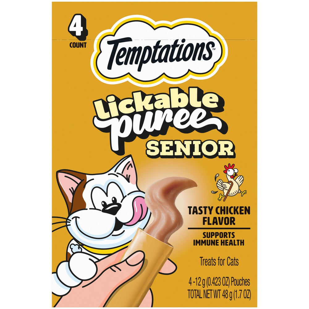 Temptations Purée Senior Chat - 4 sachets par paquet, pratique.