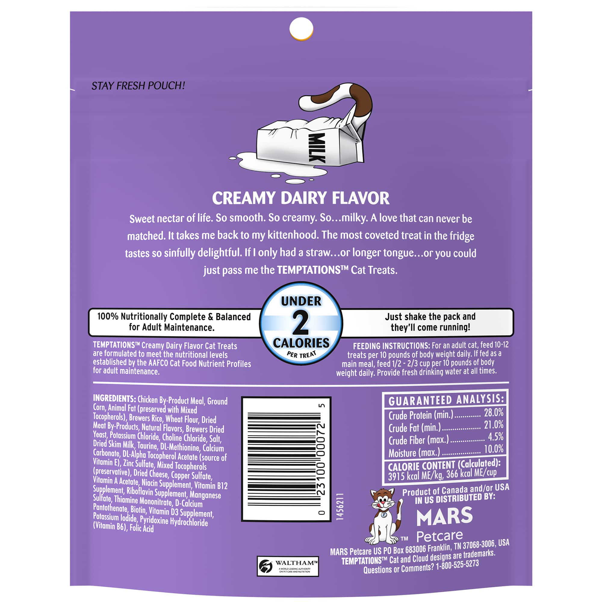 Temptations sachet chat refermable garde fraicheur des friandises.