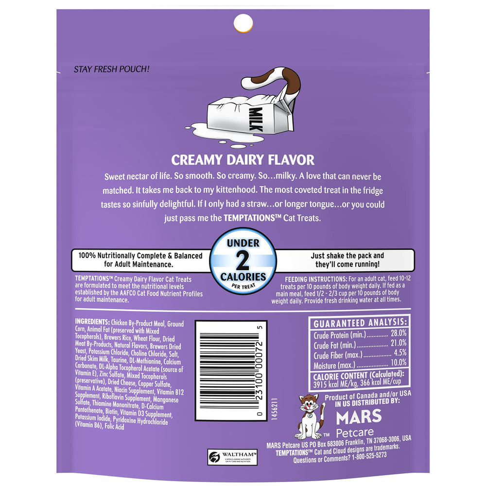 Temptations sachet chat refermable garde fraicheur des friandises.