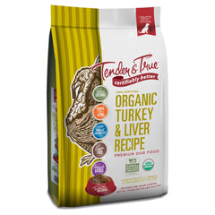 Tender & True Dinde libre de cage — emballage du produit, choix éthique.