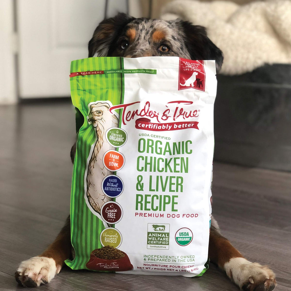 Tender & True nourriture grain-free adaptée pour chiens.