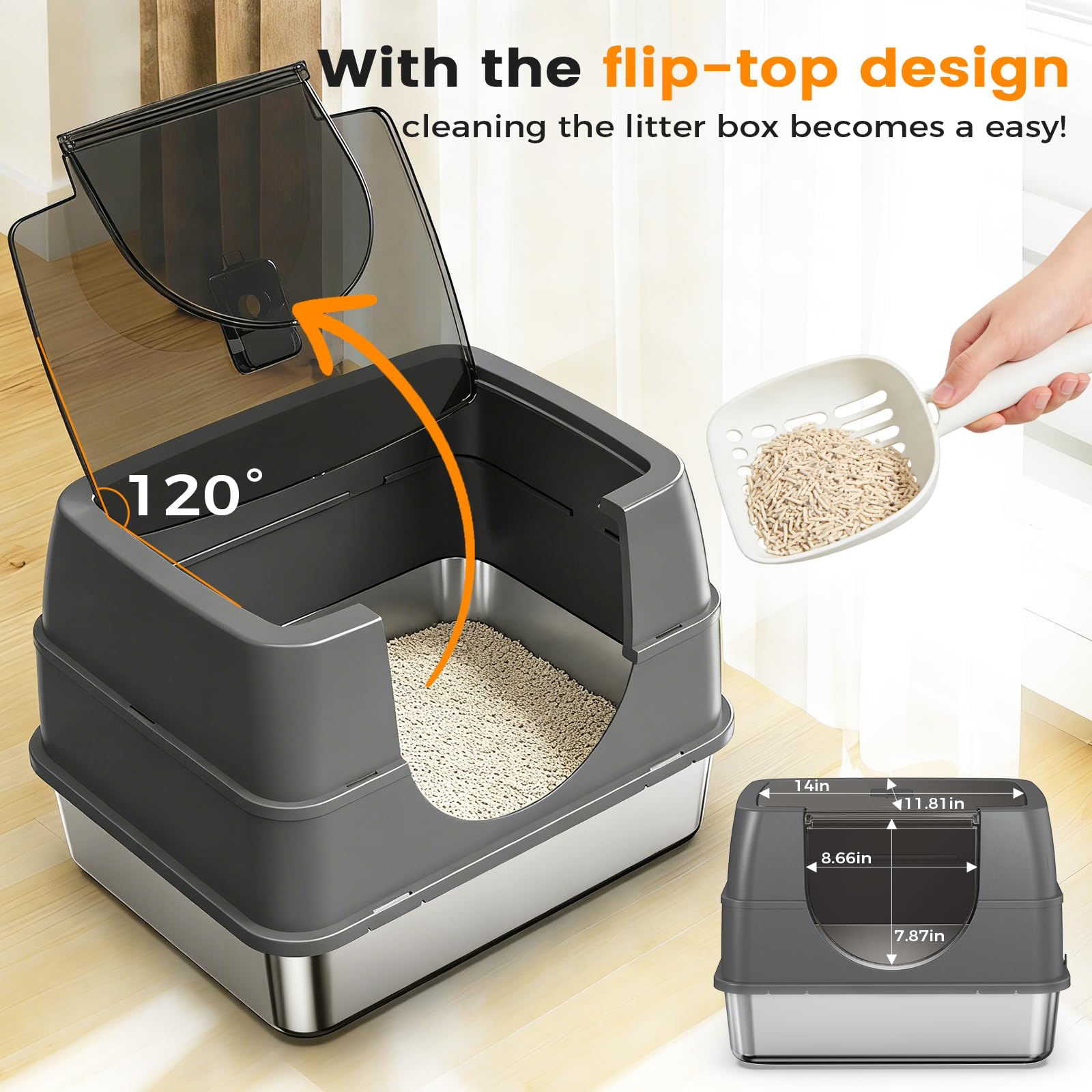Tenizo-boite-litiere-accès-lateral présente un espace pratique pour le chat.