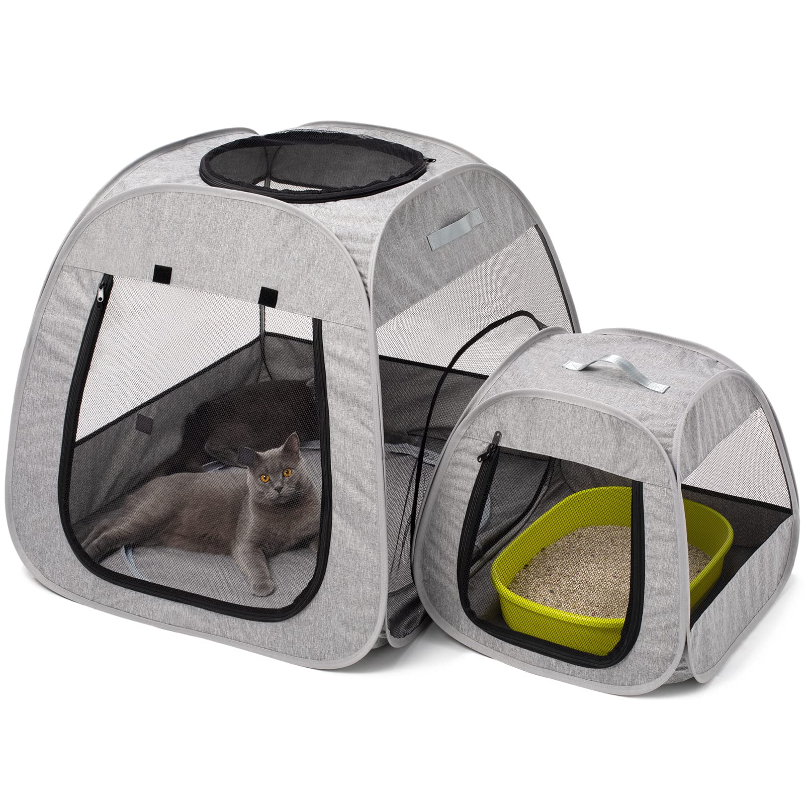 Tenrai chat playpen portable avec design trapezoidal pour plus de stabilité.
