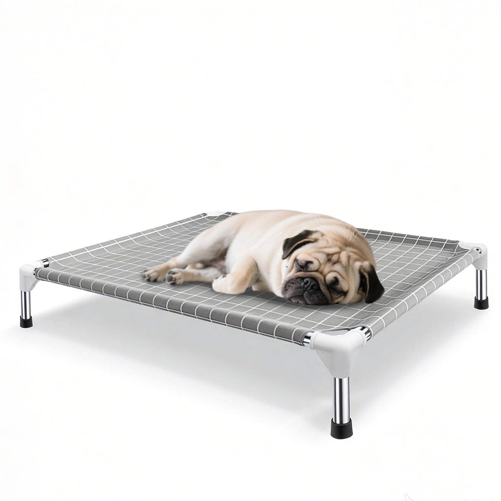 Lit surélevé Tensorsine en acier inoxydable pour chien moyen, cadre sans peinture pour sécurité.