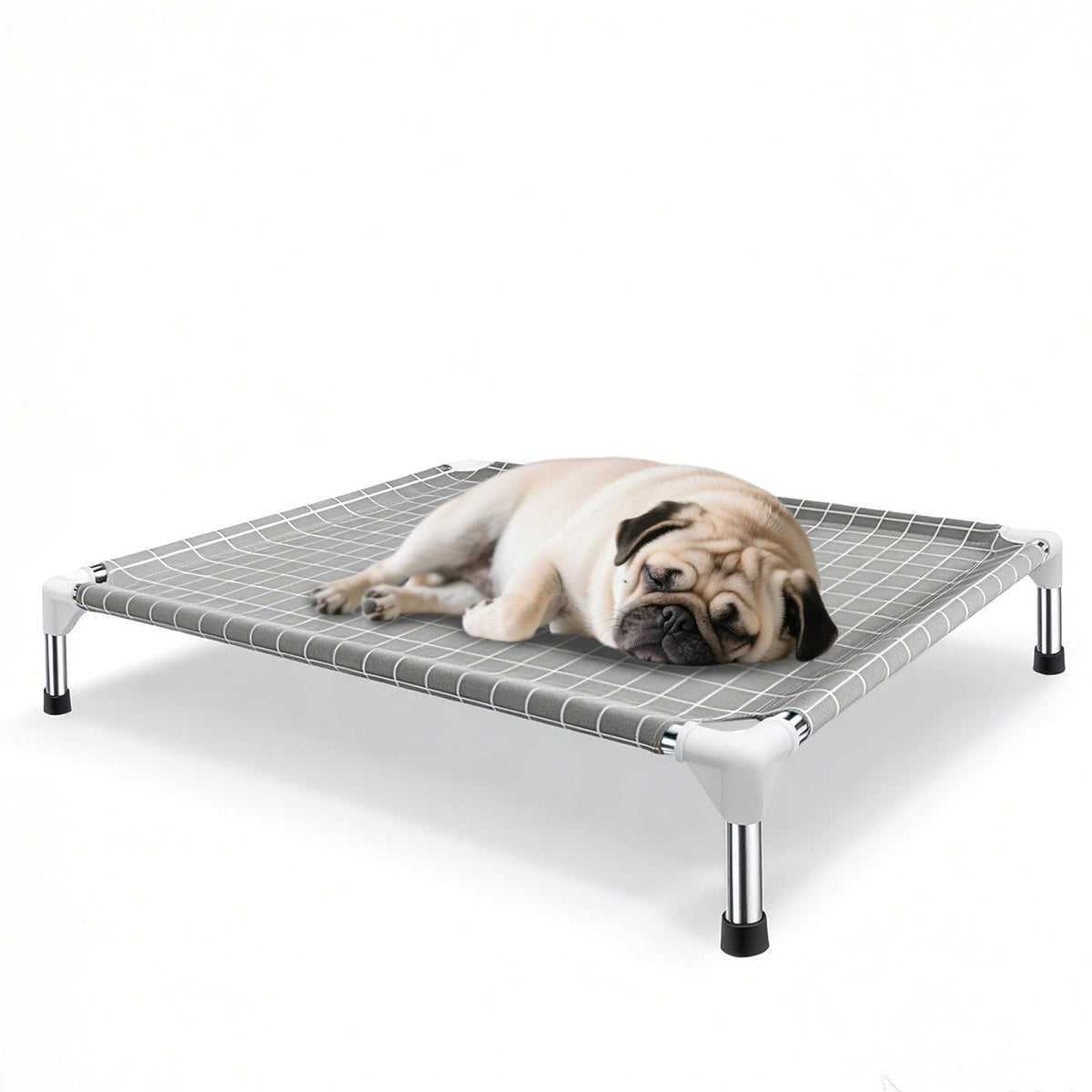 Lit surélevé Tensorsine en acier inoxydable pour chien moyen, cadre sans peinture pour sécurité.