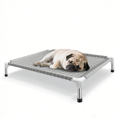Lit surélevé Tensorsine en acier inoxydable pour chien moyen, cadre sans peinture pour sécurité.