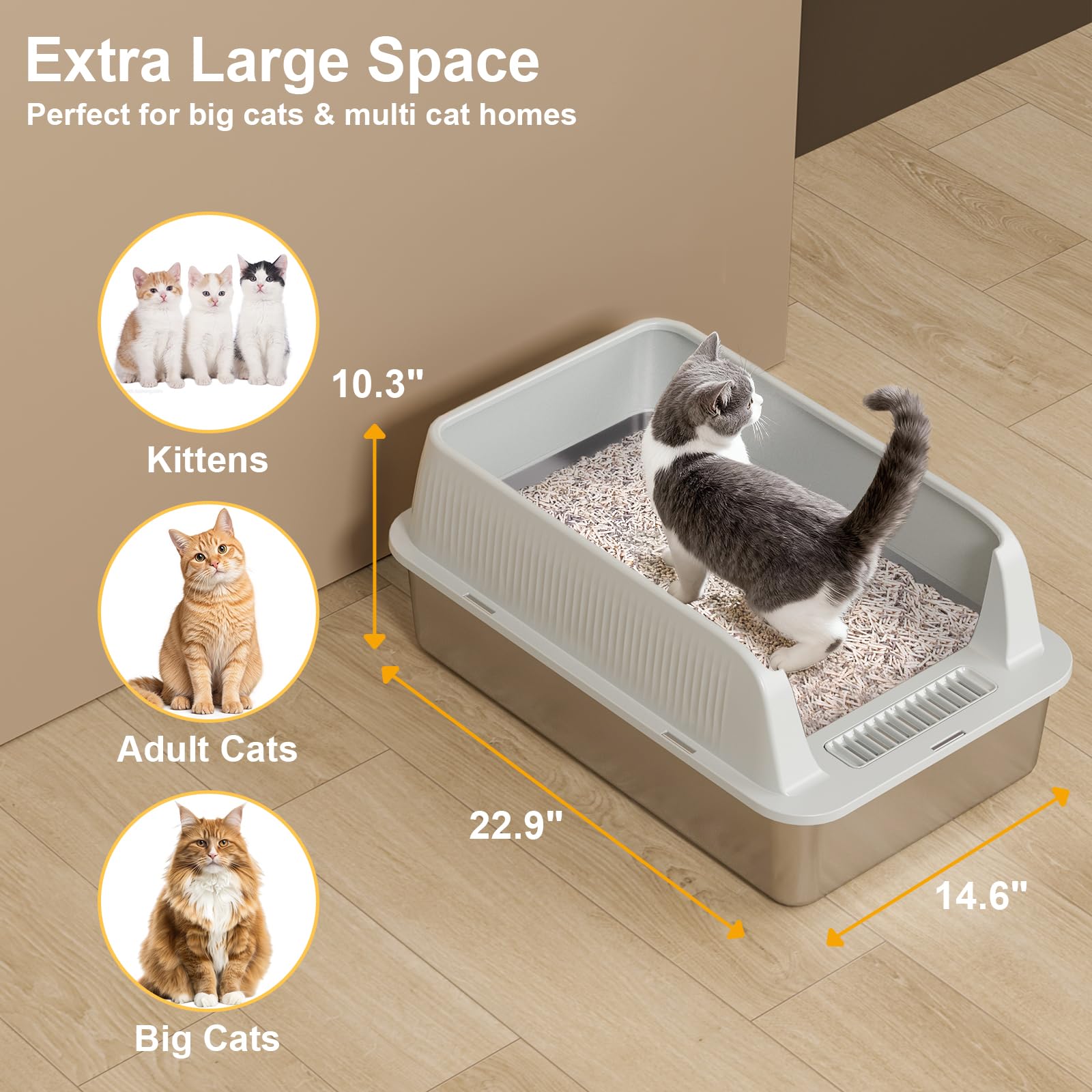 TTT TENTIZON – litière extra-large pour plusieurs chats et chatons.