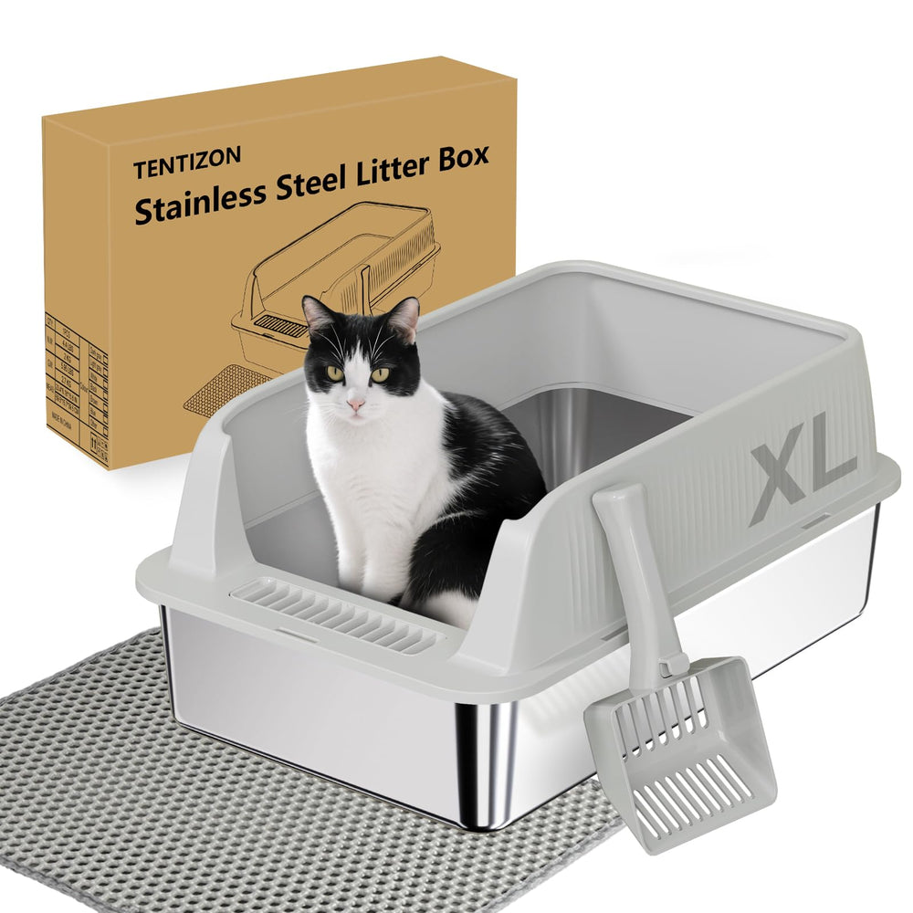 TTT TENTIZON – bac à litière en inox, ensemble complet pour un nettoyage rapide.