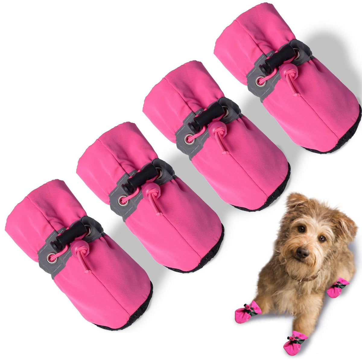TEOZZO Bottes pour chien roses, semelle anti-dérapante pour stabilité.